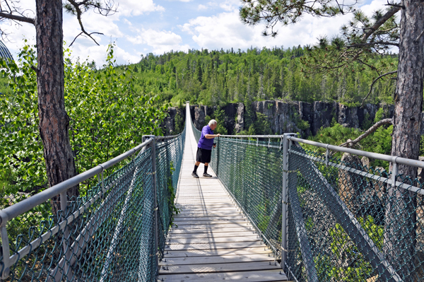 Lee Duquette on Canada's longest suspension bridge